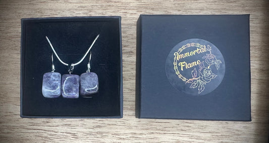 Amethyst Sterling Silver Necklace and Earing Set