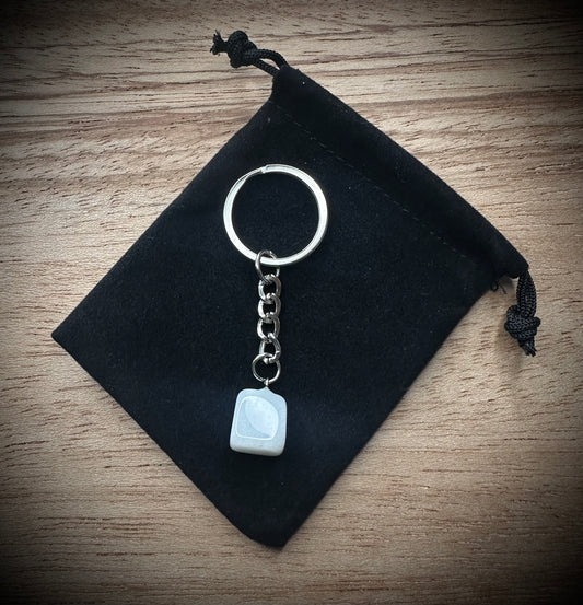 Milky Quartz Stone Keyring