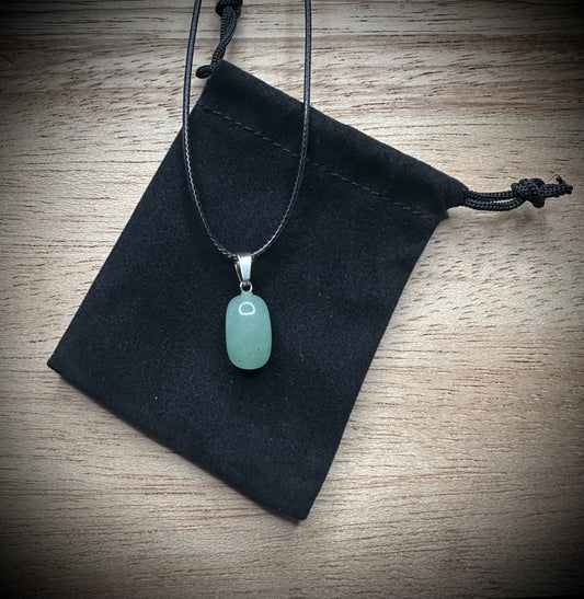 Green Chalcedony Black Corded Necklace