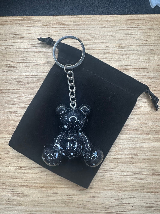 Small- The Obsidian Fleck Resin Bear Cling Buddy Keyring
