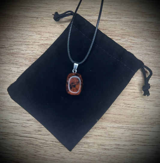 Mahogany Obsidian Black Corded Necklace