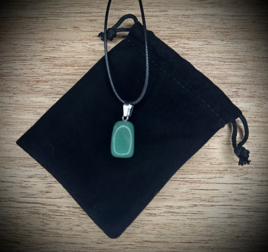 Green Chalcedony Black Corded Necklace