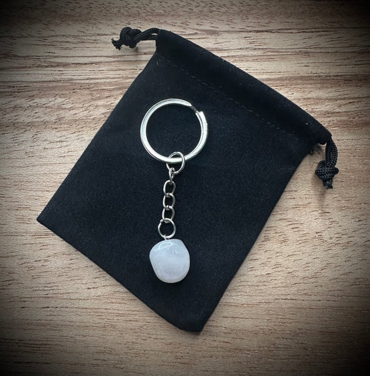 Milky Quartz Stone Keyring