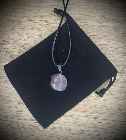 Rose Quartz Black Corded Necklace