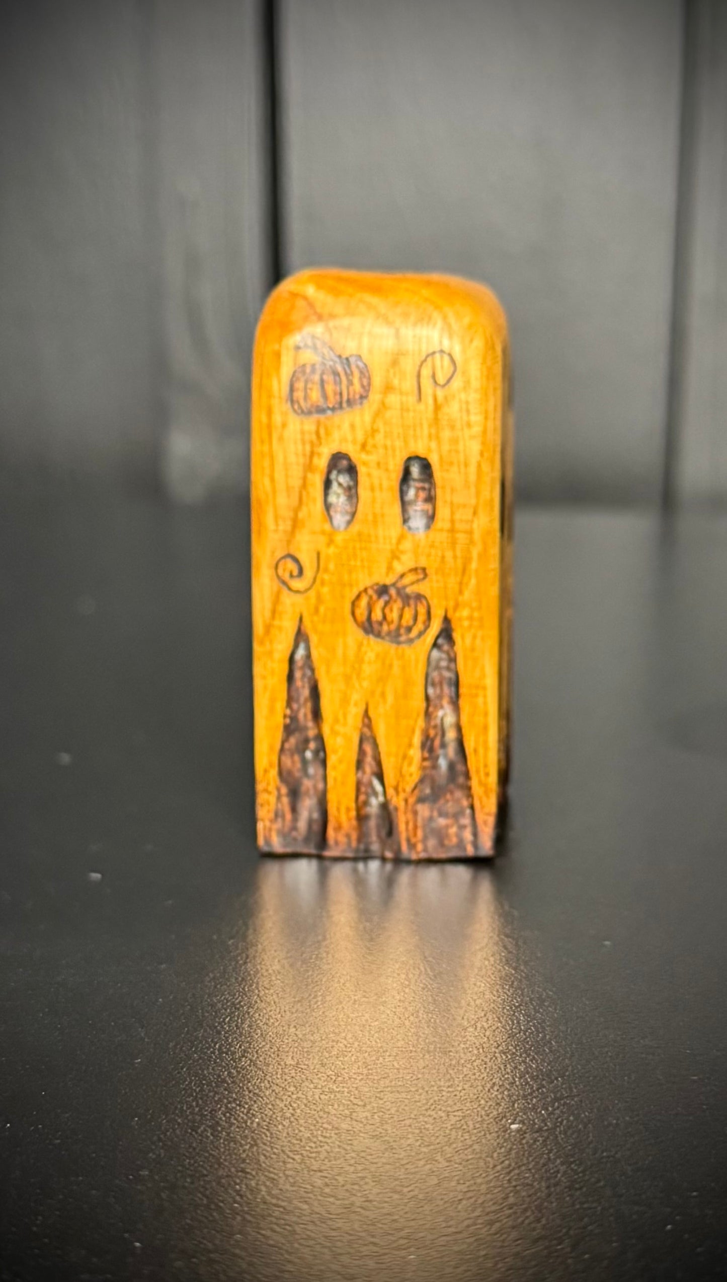Pumpkin Hand Carved Oak Ghost