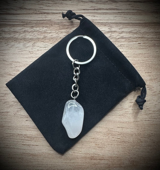 Milky Quartz Stone Keyring