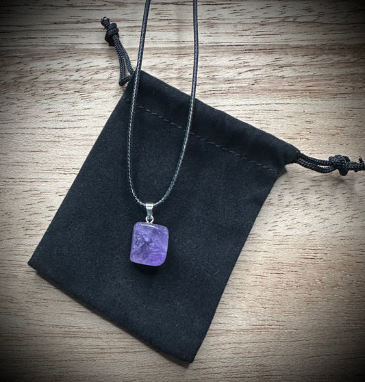 Amethyst Black Corded Necklace