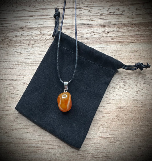 Carnelian Agate Black Corded Necklace