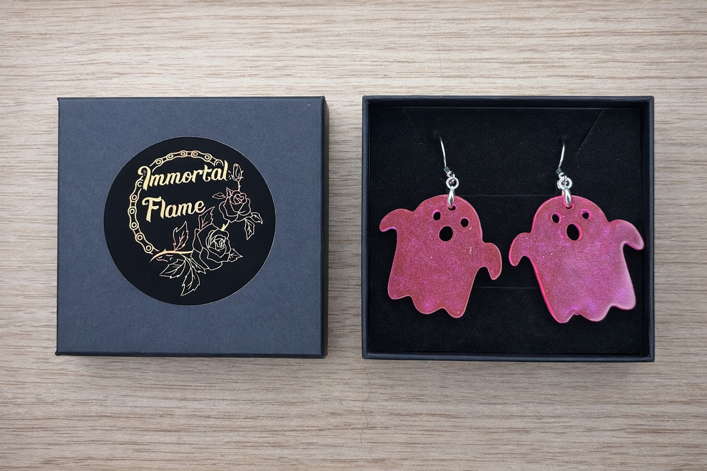 Pink Ghost Sterling Silver Earrings