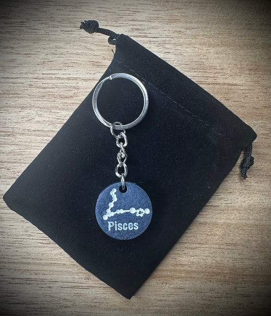 Purple Pisces - Star Sign Resin Keyring