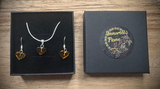 Hand Carved Baltic Amber Sterling Silver Necklace And Earring Set