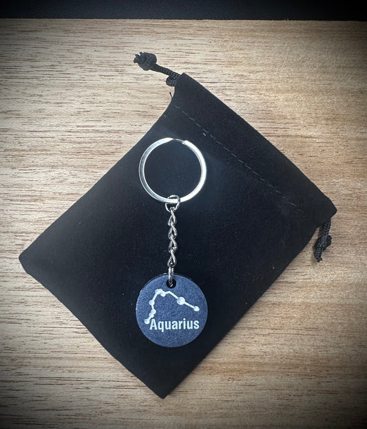 Purple Aquarius - Star Sign Resin Keyring