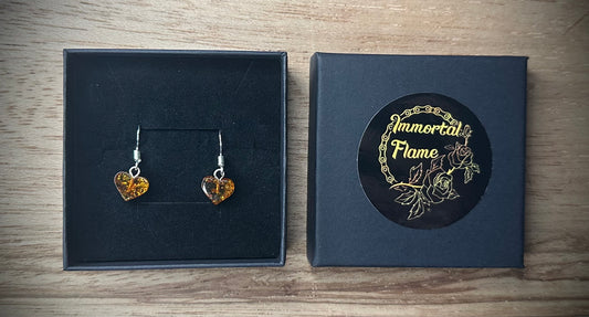 Hand Carved Baltic Amber Sterling Silver Earring Set