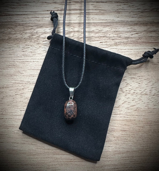 Mahogany Obsidian Black Corded Necklace