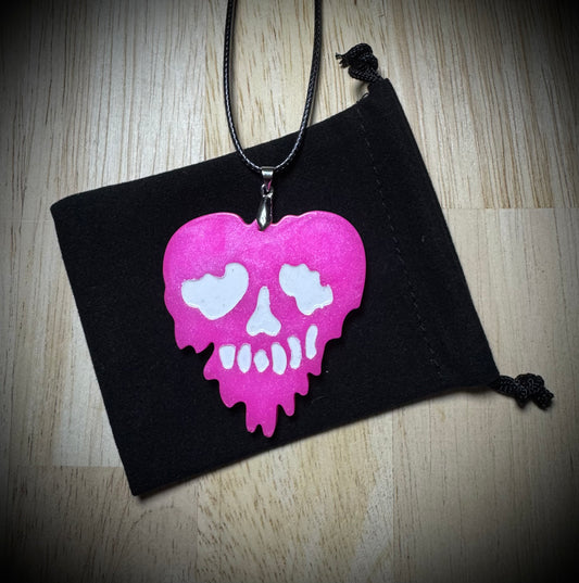 Pink Drip Skull Necklace