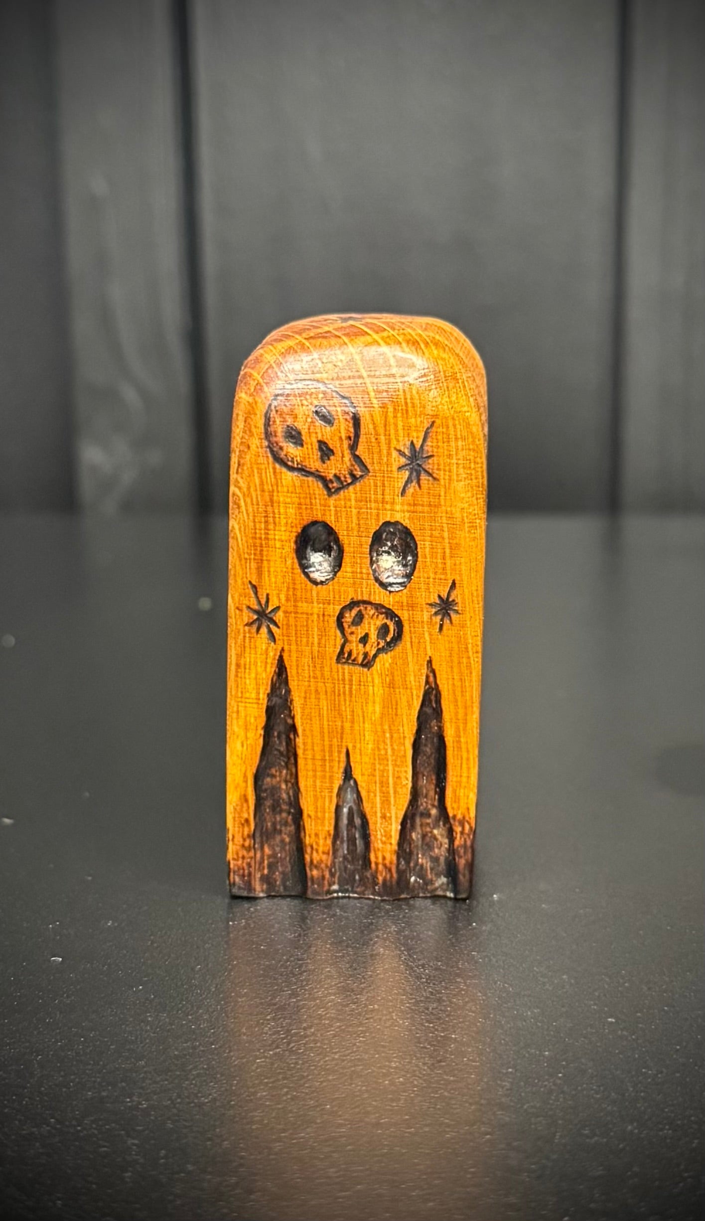 Skull Hand Carved Oak Ghost