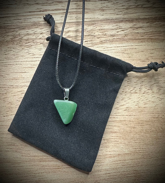 Green Aventurine Black Corded Necklace
