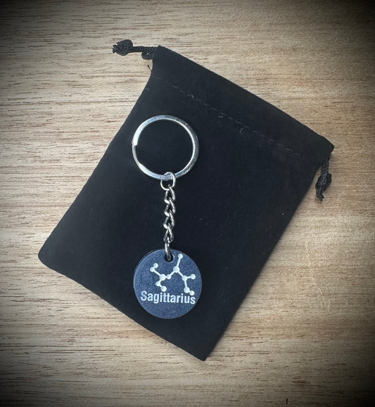 Purple Sagittarius - Star Sign Resin Keyring