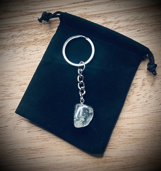 Ghost Glass Stone Keyring