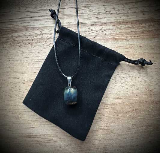 Falcons Eye Black Corded Necklace