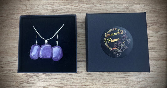Amethyst Sterling Silver Necklace and Earing Set