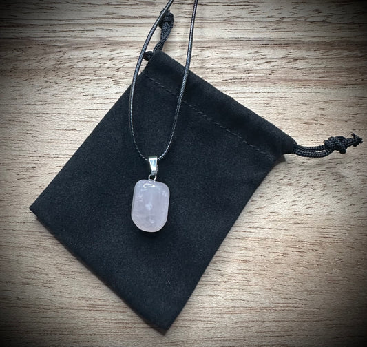 Rose Quartz Black Corded Necklace