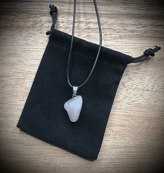 Rose Quartz Black Corded Necklace