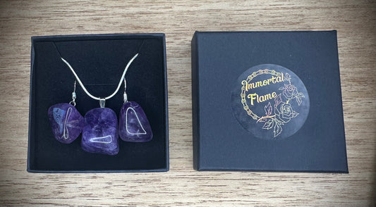 Amethyst Sterling Silver Necklace and Earing Set
