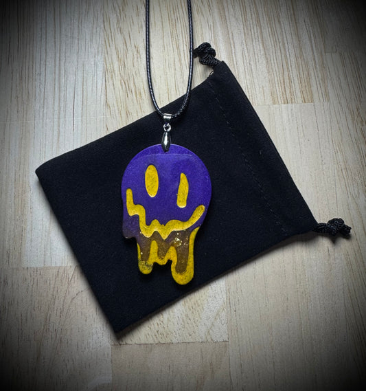 Purple/Gold Drip Face Necklace