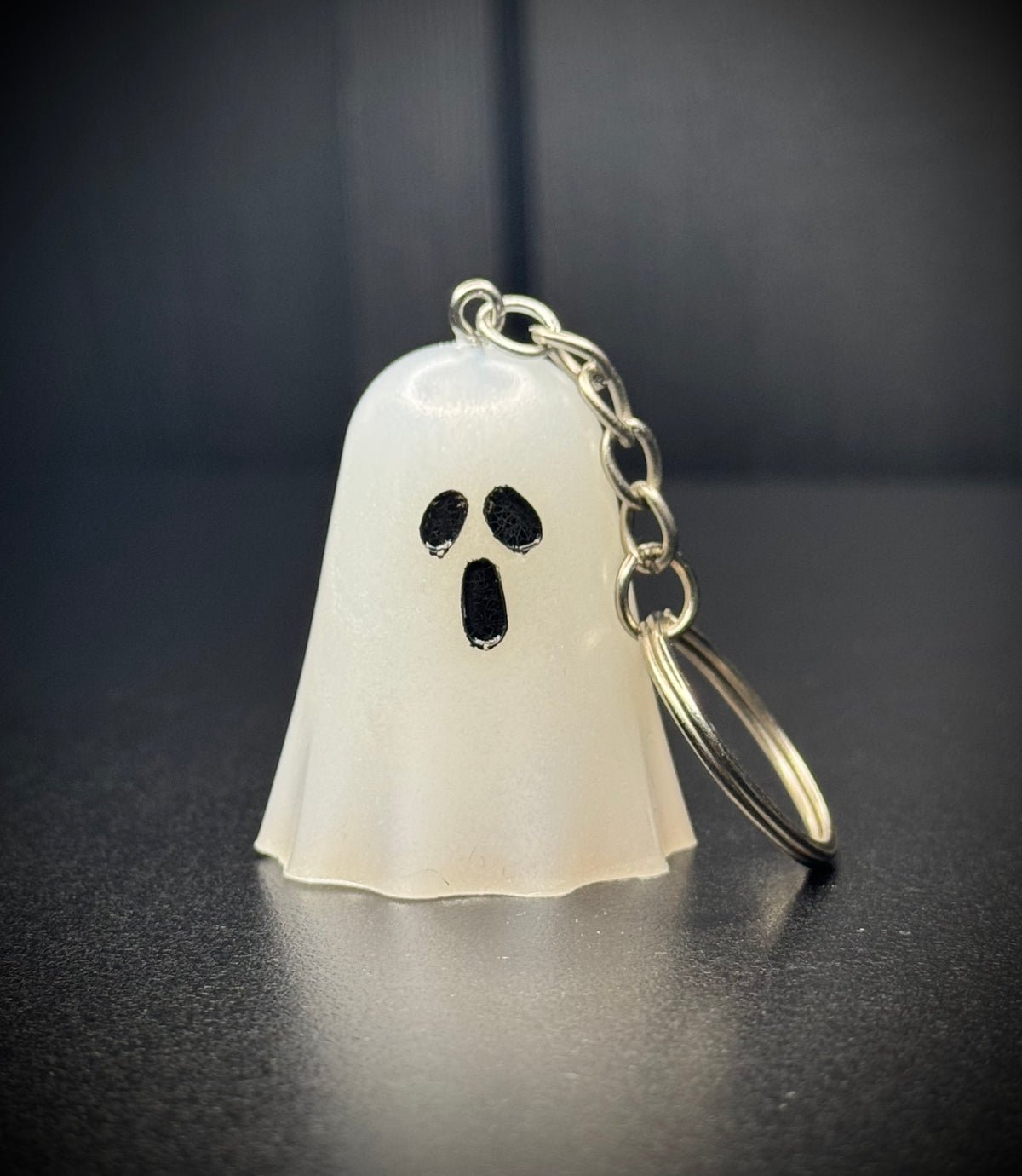 White & Black Classic Smile Ghost Resin Keyring