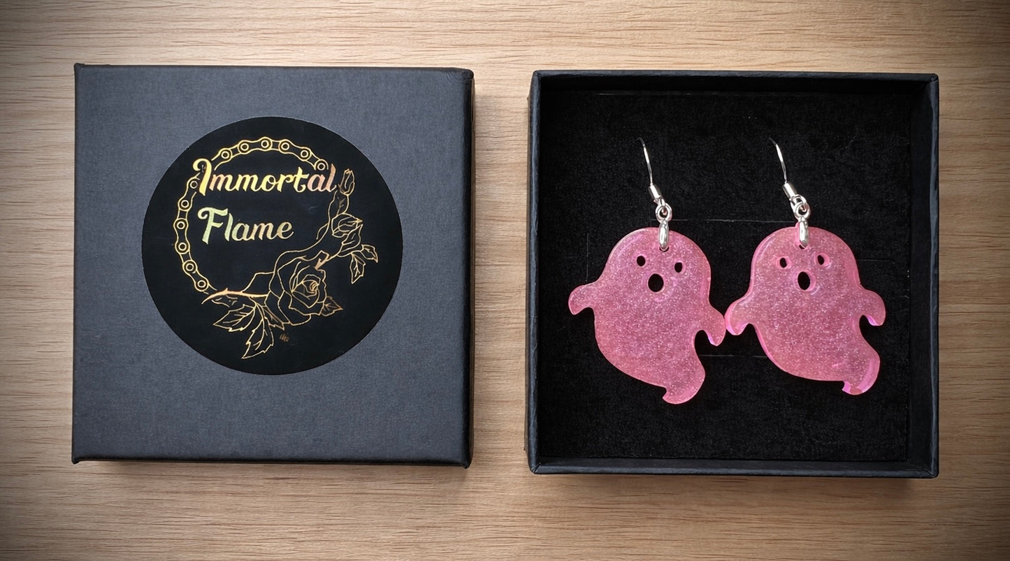 Pink Ghost Sterling Silver Earrings