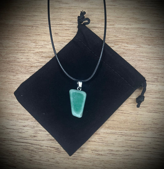 Green Aventurine Black Corded Necklace