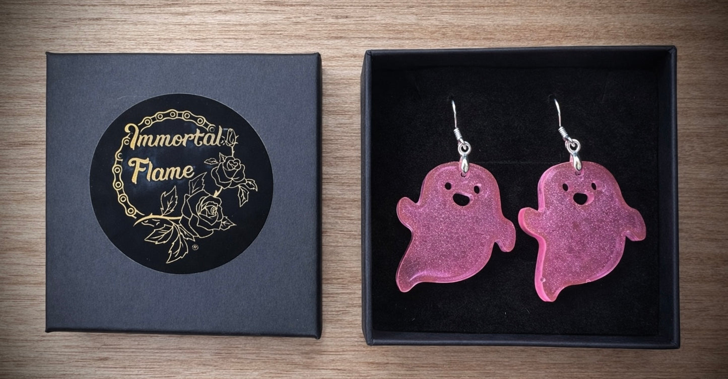 Pink Ghost Sterling Silver Earrings