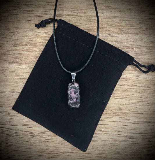 Rhodonite Black Corded Necklace