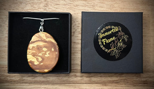 Hawthorne Hand Caved Wood Sterling Silver Necklace