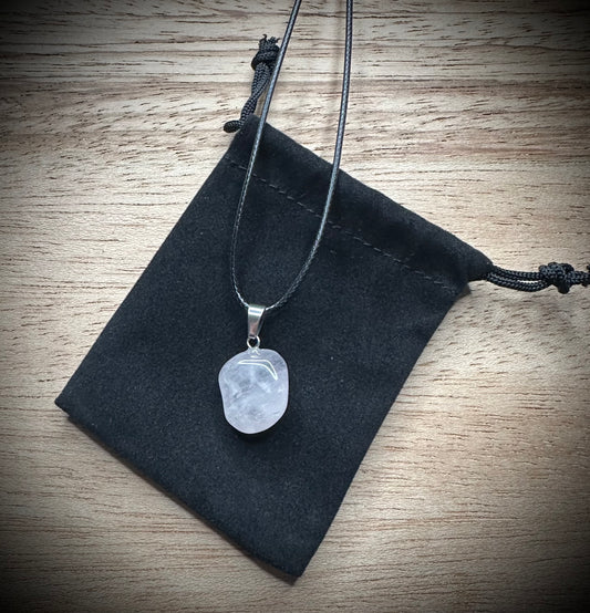 Rose Quartz Black Corded Necklace