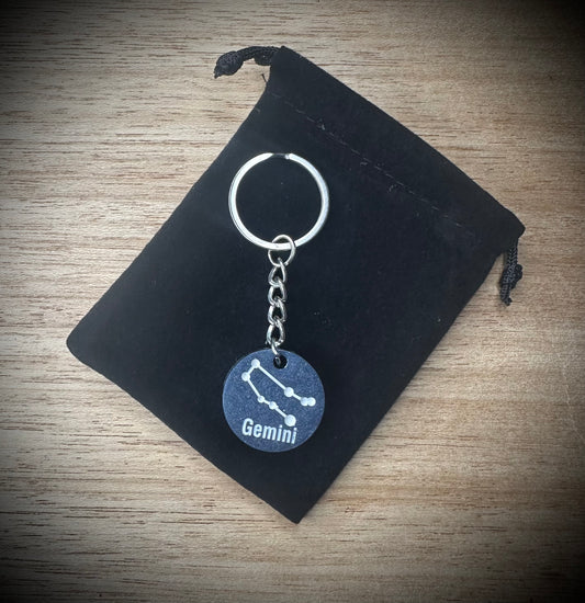 Purple Gemini - Star Sign Resin Keyring