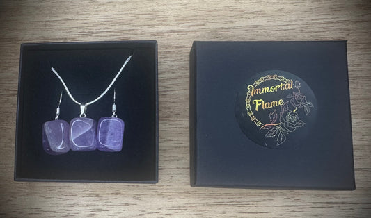 Amethyst Sterling Silver Necklace and Earing Set