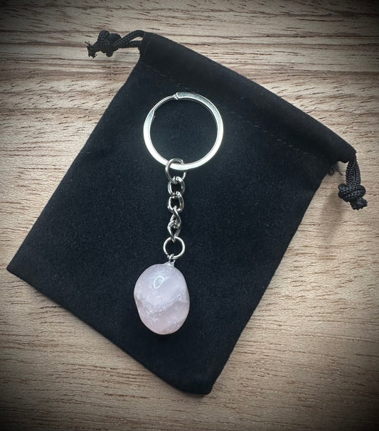 Rose Quartz Stone Keyring