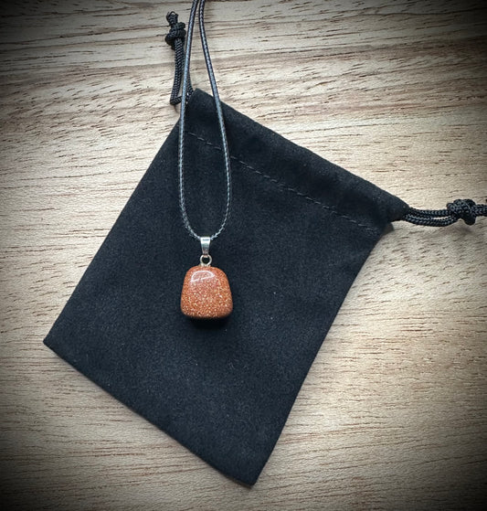 Goldstone Black Corded Necklace