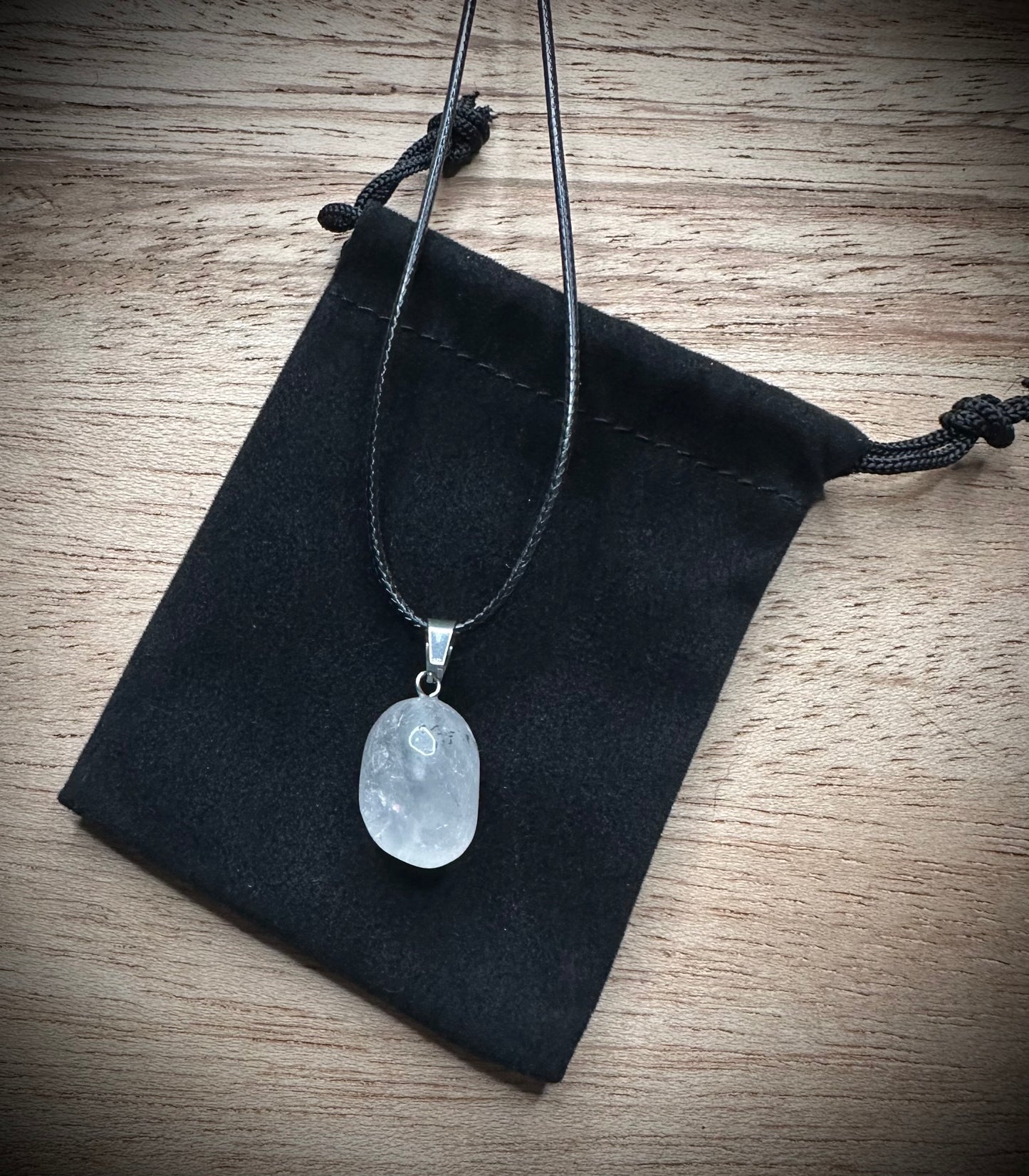 Tourmalinated Quartz Black Corded Necklace