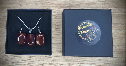 Carnelian Agate Sterling Silver Necklace and Earing Set