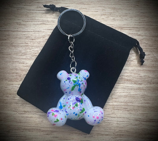 Small- Pearl Tone Resin Bear Cling Buddy Keyring