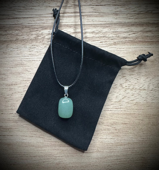 Green Chalcedony Black Corded Necklace