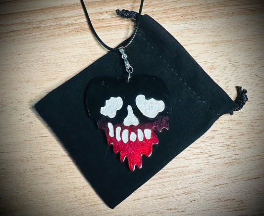 Red/Black/White Drip Skull Necklace
