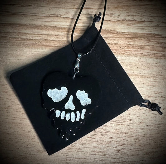 Black Drip Skull Necklace
