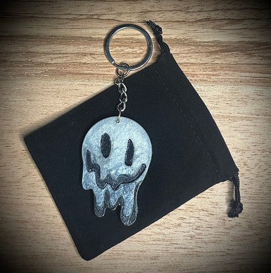 White/Black Drip Face Keyring