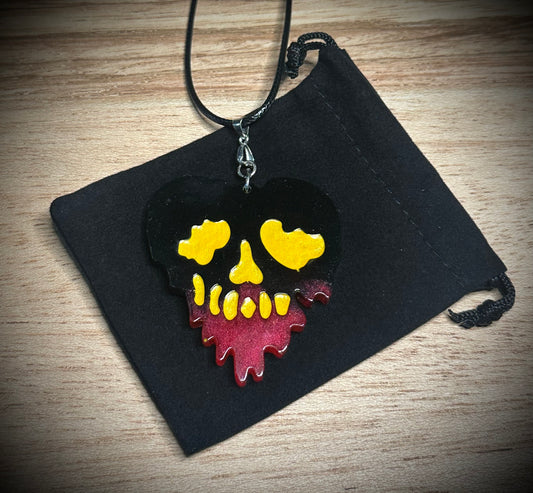 Red/Black/Yellow Drip Skull Necklace