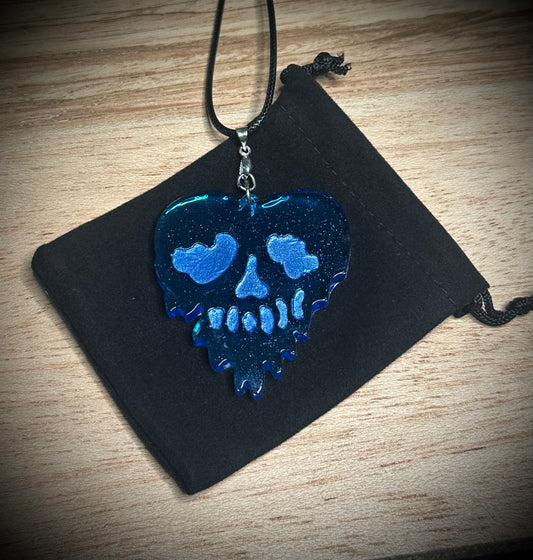 Blue Drip Skull Necklace
