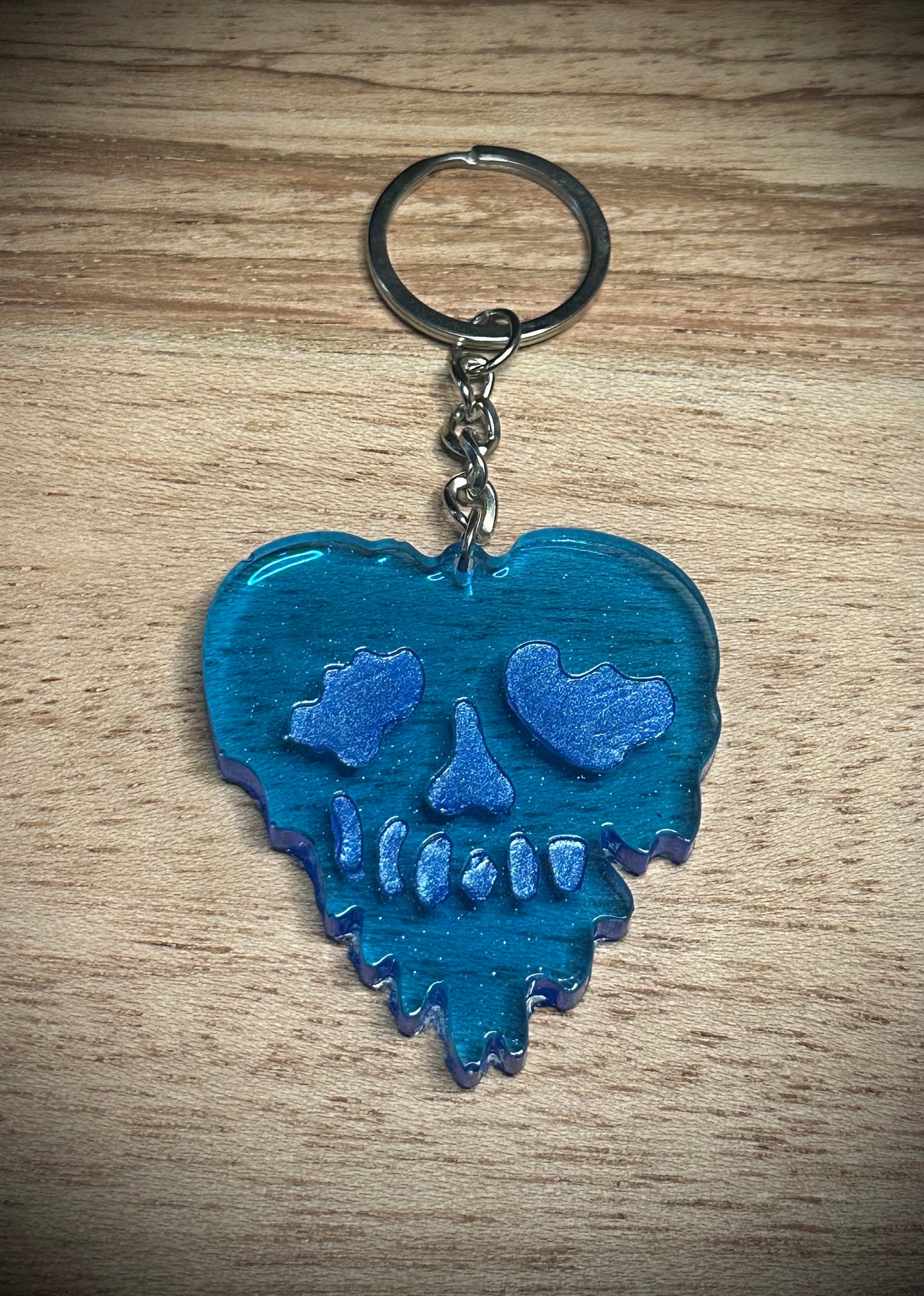 Blue Drip Skull Keyring
